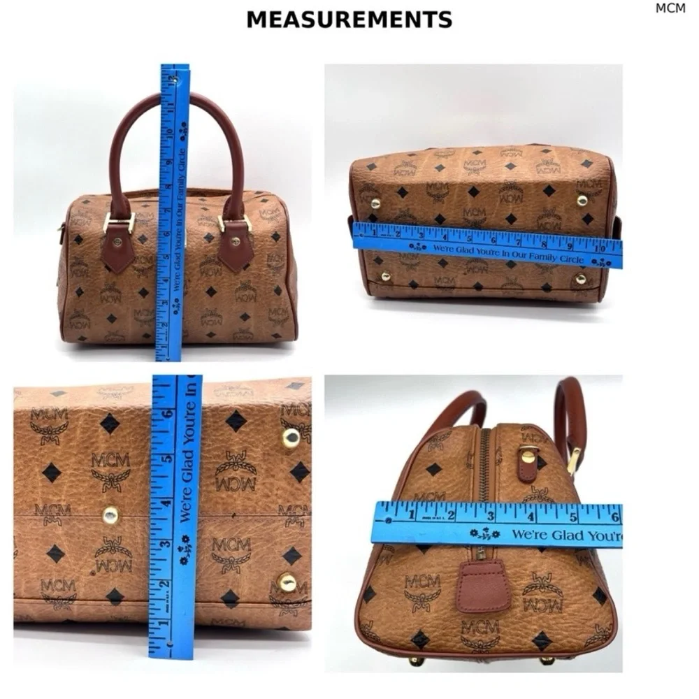 MCM Cognac Visetos Satchel with Gold Hardware and Brown Handles - Picture 5 of 15